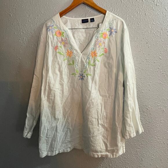 Womens Westbound Linen Cotton Blend White Tunic Size XL - Picture 1 of 5
